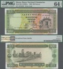 Macau: Banco Nacional Ultramarino 500 Patacas 1990, P.69a, excellent condition and PMG graded 64 Choice Uncirculated EPQ.
 [differenzbesteuert]