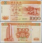 Macau: Banco da China 1000 Patacas 1995, P.95, tiny dint at upper right, otherwise perfect. Condition: aUNC/UNC.
 [differenzbesteuert]