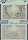 Madagascar: Banque de Madagascar 100 Francs ND(1937), P.40, still great condition with a few stronger folds and residue on front and back, PCGS graded...