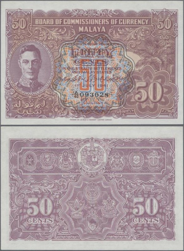 Malaya: Board of Commissioners of Currency 50 Cents 1941, P.10b in perfect UNC c...