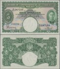 Malaya: Board of Commissioners of Currency 5 Dollars 1941, P.12, almost perfect condition with a tiny dint at upper left and right corner, Condition: ...