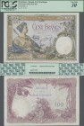 Martinique: Banque de la Martinique 100 Francs ND(1932-45), P.13, very popular banknote in still great condition, tiny repaired holes at upper left ce...