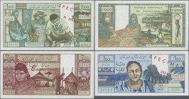 Mauritania: Banque Centrale de Mauritanie, rare set with 100, 200 and 1000 Ouguiya 1973 SPECIMEN, P.1s, 2s, 3s, all in perfect UNC condition. Rare! (3...