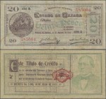 Mexico: Tesorería General del Estado de Oaxaca 20 Pesos 1915, series A (not listed in the catalog), P.S959 in about VF condition.
 [differenzbesteuer...