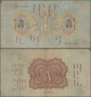 Mongolia: Commercial and Industrial Bank 5 Tugrik 1925, P.9, small border tears and tiny missing part at upper left. Condition: F/F-. Rare!
 [differe...