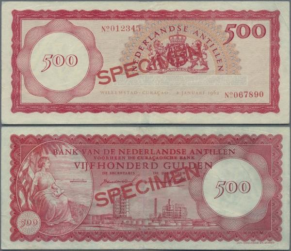 Netherlands Antilles: Bank van de Nederlandse Antillen 500 Gulden 1962 SPECIMEN,...