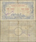 New Caledonia: 100 Francs 1914 Noumea Banque de l'Indochine P. 17 in used conditino with minor border tears, several pinholes, stain in paper but no r...
