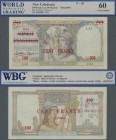 New Caledonia: Banque de l'Indo-Chine – NOUMEA 100 Francs overprint on 20 Piastres ND(1939), signatures: Borduge & Baudouin, P.39, rusty staple holes ...