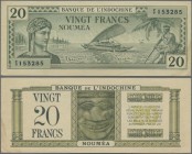 New Caledonia: Banque de l'Indochine - Nouméa 20 Francs ND(1944), P.49, unfolded but with minor creases at left and right border. Condition: VF+
 [zz...