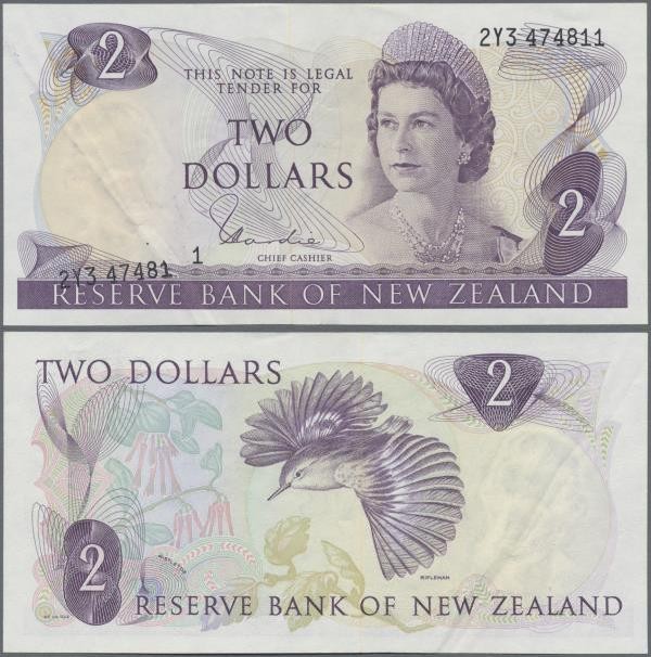 New Zealand: Reserve Bank of New Zealand 2 Dollars ND(1977-81), signature: Hardi...