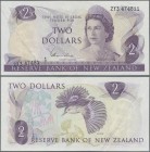 New Zealand: Reserve Bank of New Zealand 2 Dollars ND(1977-81), signature: Hardie, P.164d, Error note, serial number at bottom left is printed wrong, ...
