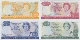 New Zealand: Reserve Bank of New Zealand, very nice and rare set with 7 banknotes 1, 2, 5, 10, 20, 50 and 100 Dollars series ND(1981-92), all with sig...