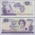 New Zealand: Reserve Bank of New Zealand 2 Dollars ND(1981-92), signature: Russell, P.170b, Error note with wet ink transfer from front side printing ...