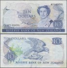 New Zealand: Reserve Bank of New Zealand 10 Dollars ND(1981-92), signature: Russell, P.172b, Error note with missing colors at upper margin on front, ...