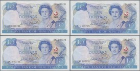 New Zealand: Reserve Bank of New Zealand 10 Dollars 1990, P.176, commemorating 150th Anniversary - Treaty of Waitangi (1840-1990), set with 5 banknote...