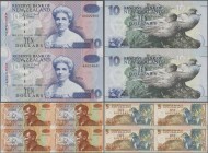 New Zealand: Very nice set with 3 presentation folders, first one dated 1992 with an uncut sheet of 4 banknotes 5 Dollars ND(1992) with the portrait o...