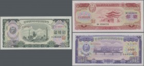 North Korea: Central Bank of the Democratic Peoples Republic of Korea, set with 6 banknotes of the 1959 series with 50 Chon (XF) and 1, 5, 10, 50 and ...