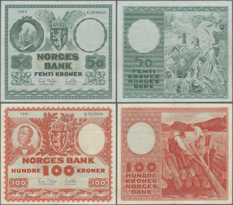 Norway: Norges Bank set with 4 banknotes 50 Kroner 1957, 1961 and 1963 P.32 (F/F...