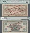 Poland: State Loan Bank 100.000 Marek 1923 SPECIMEN, P.34s with red overprint ”WZOR” and ”Bez wartosci”, serial number A0012345 and A6789000, tiny pin...