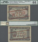 Poland: Ministry of Finance 2 Zlote 1925 SPECIMEN, P.47s with red overprint ”WZOR” and ”Bez wartosci”, serial number AN°1234567 and AN°8901234, punch ...