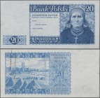 Poland: Bank Polski proof for the unissued 20 Zlotych 1939 without signatures, P.83p, unfolded with small tear at left border and rusty spots from a p...