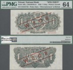 Poland: 1 Zloty 1944 SPECIMEN, last word in text at lower margin spelled as ”OBOWIAZKOWYM” (error by Printer Goznak, Moscow), P.105s, red overprint ”W...