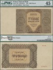 Poland: 1000 Zlotych 1945, P.120 replacement series Ser.Dh 3446654, tiny pinhole and minor repairs, PMG graded 45 Choice Extremely Fine. Very Rare!
 ...