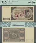 Poland: 500 Zlotych 1948 SPECIMEN, P.140s with red overprint ”Wzor” and regular serial number CC4588469 in perfect condition and PCGS graded 66 PPQ Ge...