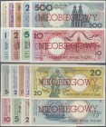 Poland: Set with 9 banknotes series 1990 ”NIEOBIEGOWY” with 1, 2, 5, 10, 20, 50, 100, 200 and 500 Zlotych, P.164a-172a, all in UNC condition. (9 pcs.)...