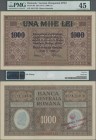 Romania: Banca Generală Română 1000 Lei ND(1917), P.M8 with red stamp on back, great condition and PMG graded 45 Choice Extremely Fine.
 [differenzbe...