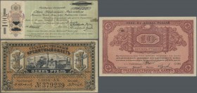 Russia: Set with 3 banknotes RUSSIA - Siberia & Urals - Samara Komuch, 100 Rubles 1918, P.S808 (F), NORTH RUSSIA - Arkhangel'sk 10 Rubles ND(1918) P.S...