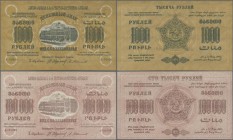 Russia: Transcaucasia pair with 1000 Rubles serial number A-00008 (UNC) and 100.000 Rubles (XF+) 1923, P.S611, S617b. (2 pcs.)
 [differenzbesteuert]
