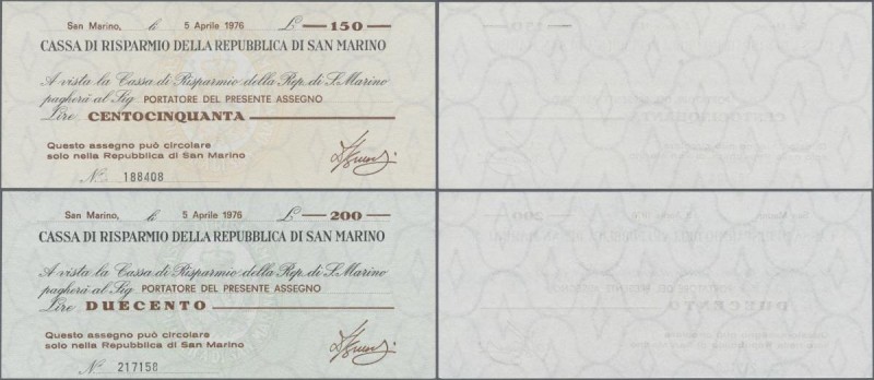 San Marino: Cassa di Risparmio della Repubblica di San Marino 150 and 200 Lire 1...