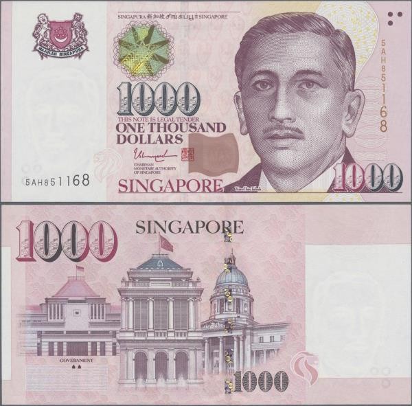 Singapore: 1000 Dollars ND(2010-18), P.51i in perfect UNC condition.
 [differen...