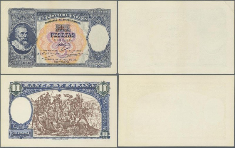 Spain: 1000 Pesetas 1937 Specimen Proofs Pick unlisted, highly rare unissued des...