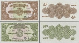 Tonga: Government of Tonga – Treasury Note, pair with 4 and 10 Shillings 1966, P.9, 10, both with a tiny dint at upper left and right corner, otherwis...