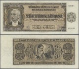 Turkey: 100 Lirasi L. 1930 (1942-1947) ”İnönü” - 3rd Issue, highly rare banknote in exceptional good condition with a soft vertical fold at center and...