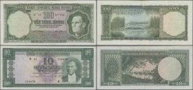 Turkey: Pair with 10 Lira L.1930 (1951-61) P.161 (F+) and 100 Lira L.1930 (1951-65) P.177 (VF). (2 pcs.)
 [differenzbesteuert]