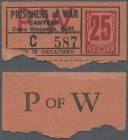 United States of America: California – Camp Stoneman 25 Cents POW camp money ND(1940's), CA-17-2-25, small missing part at lower left, otherwise unfol...