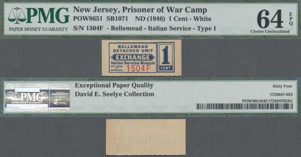 United States of America: New Jersey – Bellemead-Italian Service Branch 1 Cent P...