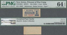 United States of America: New Jersey – Bellemead-Italian Service Branch 1 Cent POW camp money ND(1946), SB1071, PMG graded 64 Choice Uncirculated EPQ....