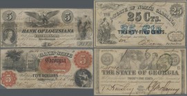 United States of America: Very nice and rare set with 19 US- and Obsolete Banknotes including 25 Cents fractional currency 1863, 1 Dollar Silver Certi...