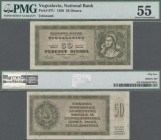 Yugoslavia: National Bank of Yugoslavia 50 Dinara 1950, P.67U, unissued series, lightly stained on back, PMG graded 55 About Uncirculated.
 [differen...