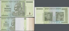 Zimbabwe: Original bundle with 100 banknotes 10 Trillion Dollars 2008, P.88 in aUNC/UNC condition. (100 pcs.)
 [differenzbesteuert]