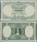 Italy: 20 Lire 1881 P. 14, series 1, serial number 0007, highly rare note in very crisp condition with clean paper and bright colors, some lighter ver...
