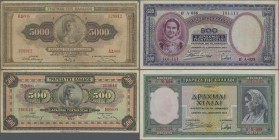 Greece: Nice collection with around 300 Banknotes from 1932 - 1984, containing for example 1.000 Drachmai 1939 P.110 (over 100 pcs), 5.000 Drachmai 19...