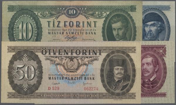 Hungary: Very nice set with 40 banknotes of the 1947 till 1989 series, comprisin...
