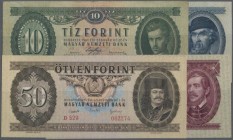 Hungary: Very nice set with 40 banknotes of the 1947 till 1989 series, comprising 10 Forint 1947 (F), 1949 (F+), 1957 (F-), 1960 (F), 1962 (UNC), 1969...