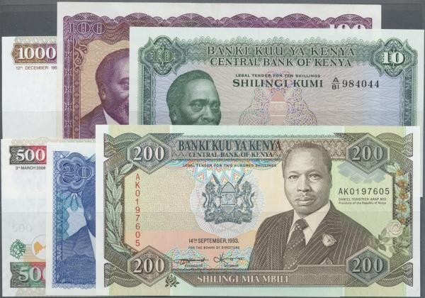 Kenya: large lot of about 600 notes containing the following Pick numbers in dif...