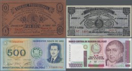 Peru: Huge lot with 41 banknotes 1921 – 1990 including for example ½ Libra and 1 Sol 1921 (VF, VF+), 50 Soles 1945 (F+), 5 Soles 1958 (XF), 10 Soles 1...